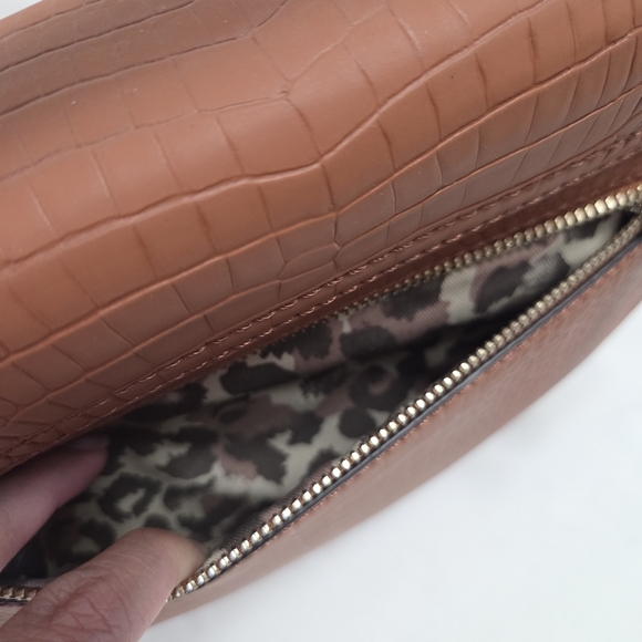 Guess Croc Embossed Brown Satchel - Picture 11 of 14